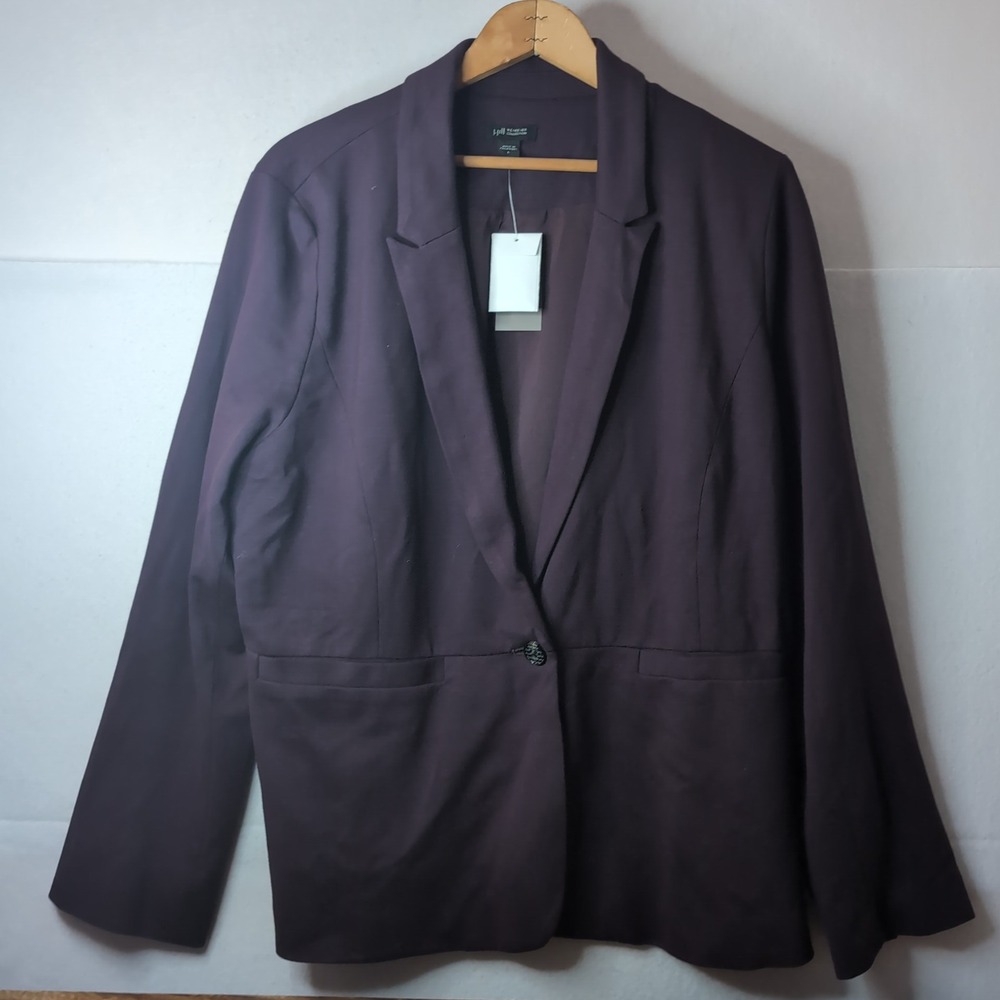 J. Jill Wearever Pinot Purple Knit Blazer Jacket Large NWT Travel Capsule